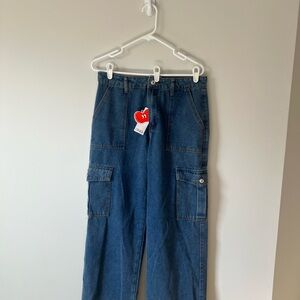 Blue Denim Cargo Pants